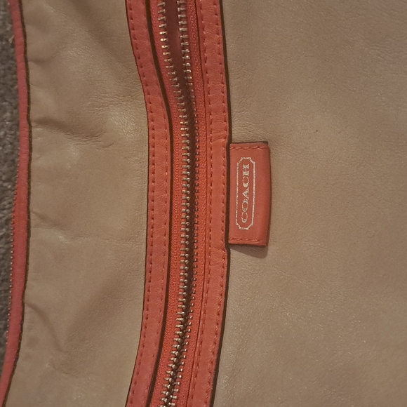 Authentic Coach leather large purse tan leather with pink and red accents! - Picture 2 of 12